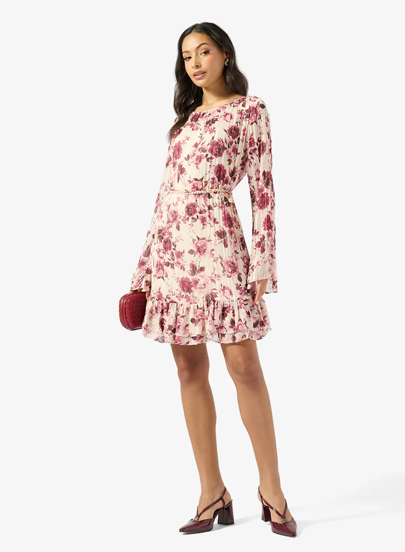 GUESS  Ilenia Pleated Long Sleeve Mini Dress for Women | Best Price UAE